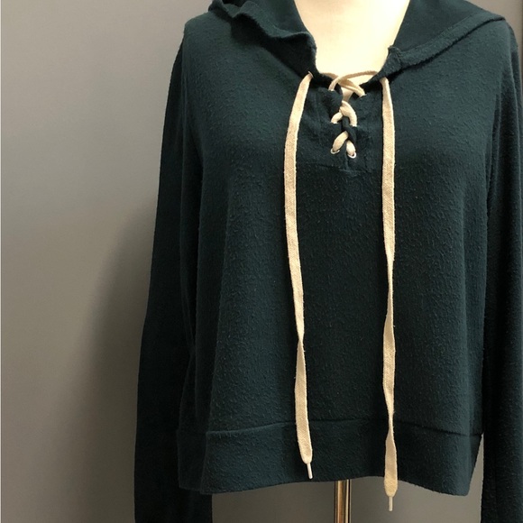 Cropped Lightweight Hunter Green Hoodie, Sz XL - Picture 11 of 12